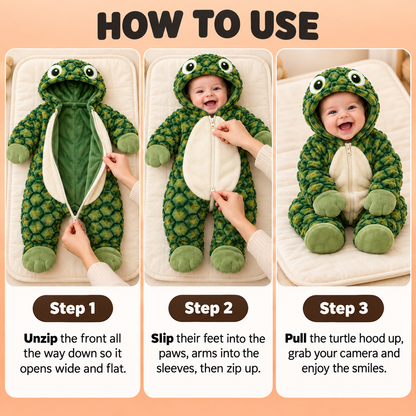 Cozy Turtle Plush Baby Onesie