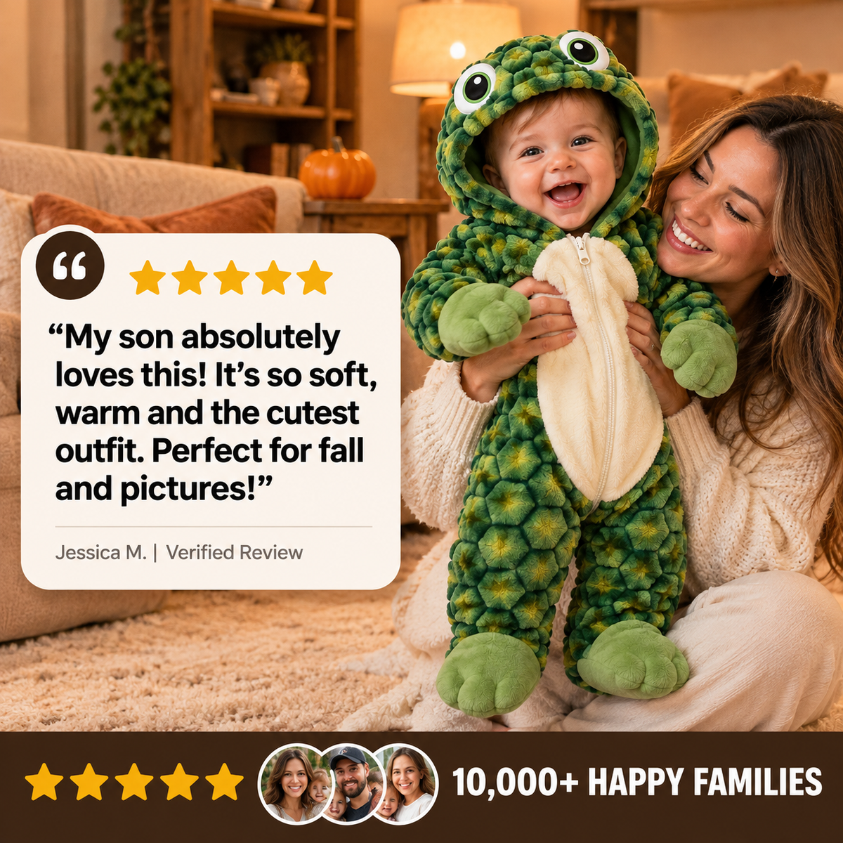 Cozy Turtle Plush Baby Onesie